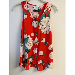 Cabi Floral Tank Top – Red Rose Print – Size XXS | Retails ~$89–$99
